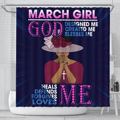 BigProStore Cute March Girl God Designed Created Blesses Heals Defends Me African Style Shower Curtains Afro Bathroom Accessories BPS165 Small (165x180cm | 65x72in) Shower Curtain