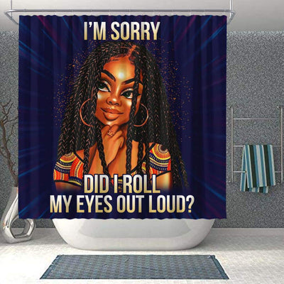 BigProStore Cute Melanin Girl I'm Sorry Did I Roll My Eyes Out Loud African Style Shower Curtains African Bathroom Decor BPS153 Shower Curtain
