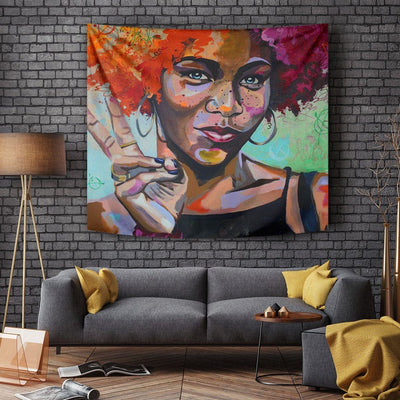 BigProStore African Tapestry Wall Hanging Beautiful Black American Girl Natural Hair Afro Lady Modern Wall Decor Ideas Tapestry / S (51"x60" / 130x150cm) Tapestry
