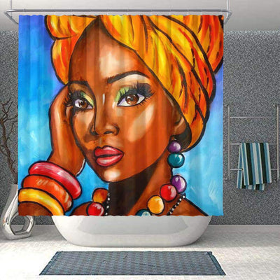 BigProStore Cute Natural Hair Shower Curtain Black Queen Bathroom Decor BPS0201 Small (165x180cm | 65x72in) Shower Curtain