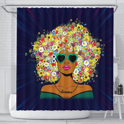 BigProStore Cute Natural Women Flower In Hair African American Inspired Shower Curtains Afro Bathroom Decor BPS185 Small (165x180cm | 65x72in) Shower Curtain