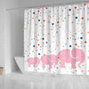 BigProStore Shower Curtains Elephant Cute Pink Checkered Baby Elephants Art Small Bathroom Decor Ideas Shower Curtain