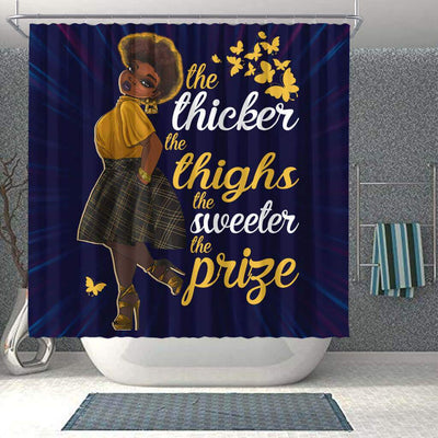 BigProStore Cute The Thicker The Thighs The Sweeter The Prize African American Inspired Shower Curtains African Bathroom Accessories BPS222 Shower Curtain