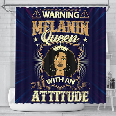 BigProStore Cute Warning Melanin Queen With An Attitude African American Bathroom Shower Curtains Afro Bathroom Accessories BPS232 Small (165x180cm | 65x72in) Shower Curtain
