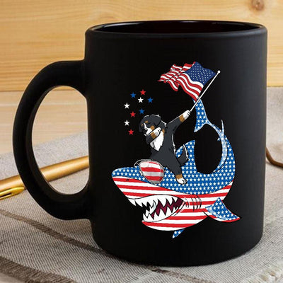 BigProStore Dabbing Bernese Mountain Rides Shark Coffee Mug Father's Day Mother's Day Independence Day Gift Idea BPS125 Black / 11oz Coffee Mug