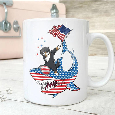 BigProStore Dabbing Bernese Mountain Rides Shark Coffee Mug Father's Day Mother's Day Independence Day Gift Idea BPS125 White / 11oz Coffee Mug