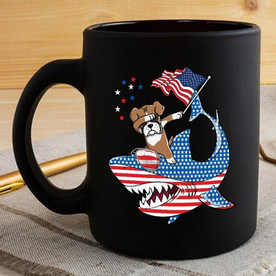 BigProStore Dabbing Boxer Rides Shark Coffee Mug Father's Day Mother's Day Independence Day Gift Idea BPS190 Black / 11oz Coffee Mug
