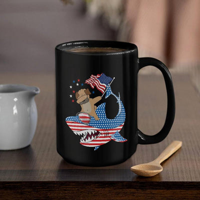 BigProStore Dabbing Pug Rides Shark Coffee Mug Father's Day Mother's Day Independence Day Gift Idea BPS453 Black / 15oz Coffee Mug