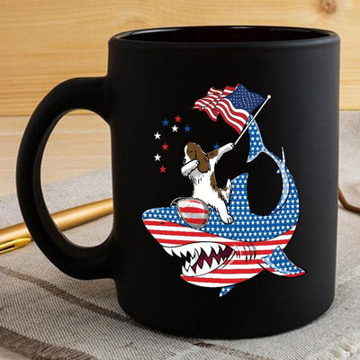 BigProStore Dabbing Springer Rides Shark Coffee Mug Father's Day Mother's Day Independence Day Gift Idea BPS189 Black / 11oz Coffee Mug