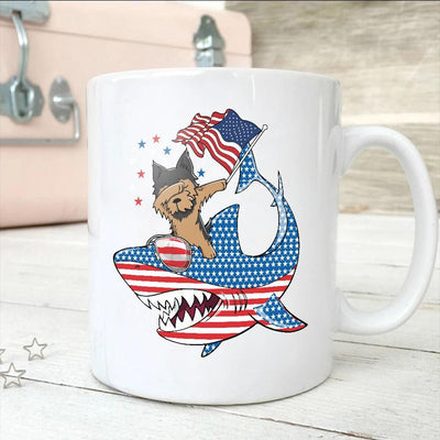 BigProStore Dabbing Yorkshire terrier Rides Shark Coffee Mug Father's Day Mother's Day Independence Day Gift Idea BPS109 White / 11oz Coffee Mug