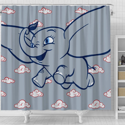 BigProStore Elephant Shower Curtain Dumbo Cartoon Dumbo Flying With Feather Fantasy Fabric Bath Bathroom Sets Shower Curtain / Small (165x180cm | 65x72in) Shower Curtain
