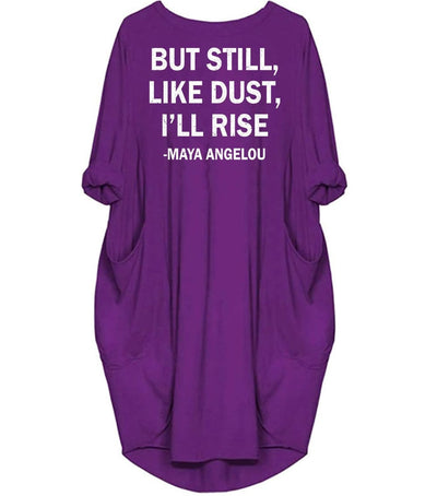 BigProStore African American Women Dress But Still Like Dust I'll Rise Long Sleeve Pocket Dress Maya Angelou Quote Melanin Shirt Afrocentric Apparel Purple / S Women Dress