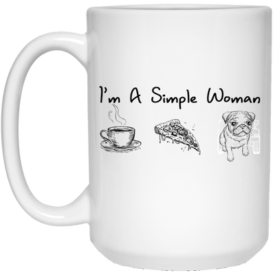 BigProStore Pug Mug I'm A Simple Woman Coffee Cup Cool Puggy Lover Gifts 21504 15 oz. White Mug / White / One Size Coffee Mug