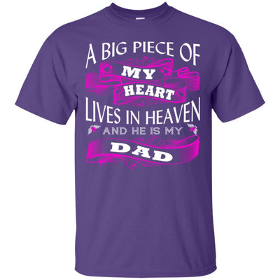 BigProStore A Big Piece Of My Heart Lives In Heaven Is My Dad Missing Daddy T-Shirt G200 Gildan Ultra Cotton T-Shirt / Purple / S T-shirt