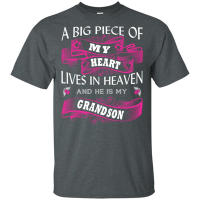 BigProStore A Big Piece Of My Heart Lives In Heaven Is My Angel Grandson T-Shirt G200 Gildan Ultra Cotton T-Shirt / Dark Heather / S T-shirt