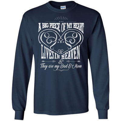 BigProStore They Are My Dad And Mom Angels T-Shirt Missing Parents In Heave Gift G240 Gildan LS Ultra Cotton T-Shirt / Navy / S T-shirt