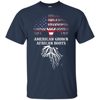 BigProStore American Grown African Roots T-Shirt Afro African American Graphic Tee G200 Gildan Ultra Cotton T-Shirt / Navy / S T-shirt