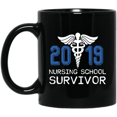 BigProStore Nurse Mug Nursing School Survivor 2019 Gifts BM11OZ 11 oz. Black Mug / Black / One Size Coffee Mug