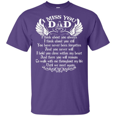 BigProStore I Miss You Dad T-Shirt Happy Birthday In Heaven Cool Father's Day Gift G200 Gildan Ultra Cotton T-Shirt / Purple / S T-shirt
