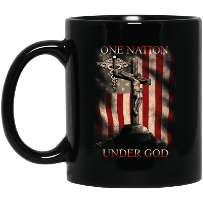 BigProStore Nurse Mug One Nation Under God America Flag Cool Nursing Gifts BM11OZ 11 oz. Black Mug / Black / One Size Coffee Mug