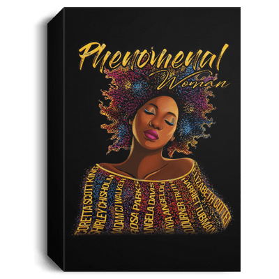 BigProStore African American Canvas Art Phenomenal Woman Afro Girl Art Afrocentric Living Room Decor CANPO15 Deluxe Portrait Canvas 1.5in Frame / Black / 8" x 12" Apparel