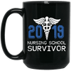 BigProStore Nurse Mug Nursing School Survivor 2019 Gifts BM15OZ 15 oz. Black Mug / Black / One Size Coffee Mug