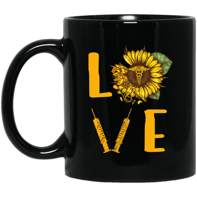 BigProStore Nurse Mug Love Sunflower Nursing Symbol Cool Gifts Idea BM11OZ 11 oz. Black Mug / Black / One Size Coffee Mug
