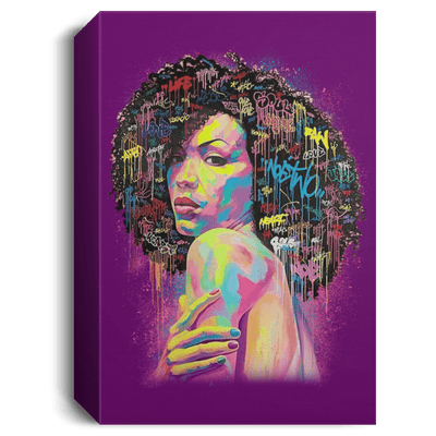BigProStore African American Canvas Art Afro Girl Magic Afrocentric Living Room Decor CANPO15 Deluxe Portrait Canvas 1.5in Frame / Purple / 8" x 12" Apparel