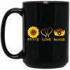 BigProStore Peace Love Nurse Mug Cool Gifts For Nurses Nursing Students BM15OZ 15 oz. Black Mug / Black / One Size Coffee Mug
