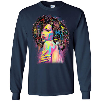 BigProStore African American Black Girl Magic T-Shirt For Melanin Women Afro Girls G240 Gildan LS Ultra Cotton T-Shirt / Navy / S T-shirt
