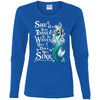 BigProStore Mermaid T-Shirt She Has Been Tossed By The Waves But Does Not Sink G540L Gildan Ladies' Cotton LS T-Shirt / Royal / S T-shirt
