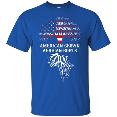BigProStore American Grown African Roots T-Shirt Afro African American Graphic Tee G200 Gildan Ultra Cotton T-Shirt / Royal / S T-shirt