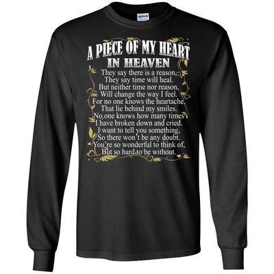 BigProStore A Piece Of My Heart In Heaven T-Shirt Memory Of Dad Father's Day Gifts G240 Gildan LS Ultra Cotton T-Shirt / Black / S T-shirt