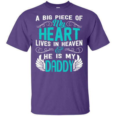 BigProStore A Big Piece Of My Heart Is Daddy In Heaven Missing Dad Quotes T-Shirt G200 Gildan Ultra Cotton T-Shirt / Purple / S T-shirt