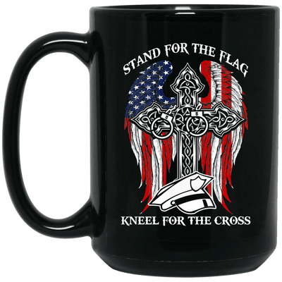 BigProStore Police Mug Stand For The Flag Kneel For The Cross Law Enforcement Gift BM15OZ 15 oz. Black Mug / Black / One Size Coffee Mug