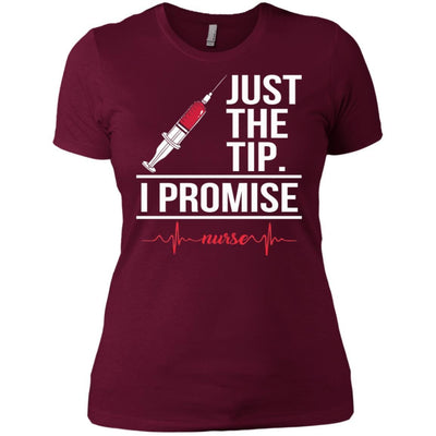 Just The Tip I Promise Nurse Heartbeat Funny Nursing T-Shirt Design