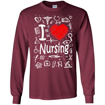 Cute I Love Nursing T-Shirt Nurse Heart Medical Symbol Design Fashion