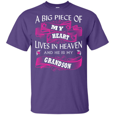 BigProStore A Big Piece Of My Heart Lives In Heaven Is My Angel Grandson T-Shirt G200 Gildan Ultra Cotton T-Shirt / Purple / S T-shirt