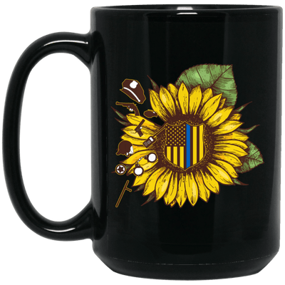 BigProStore Sunflower Police Mug Cool Thin Blue Line Flag Law Enforcement Gifts BM15OZ 15 oz. Black Mug / Black / One Size Coffee Mug