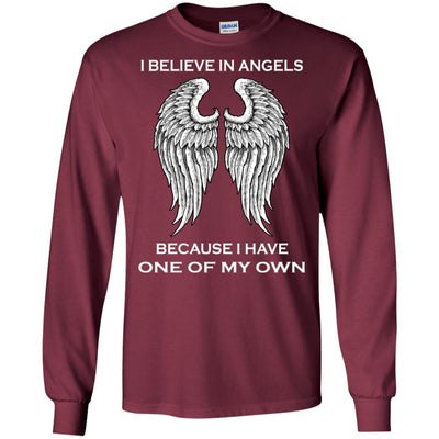 BigProStore I Believe In Angels Because I Have One Of My Own T-Shirt Missing Daddy G240 Gildan LS Ultra Cotton T-Shirt / Maroon / S T-shirt