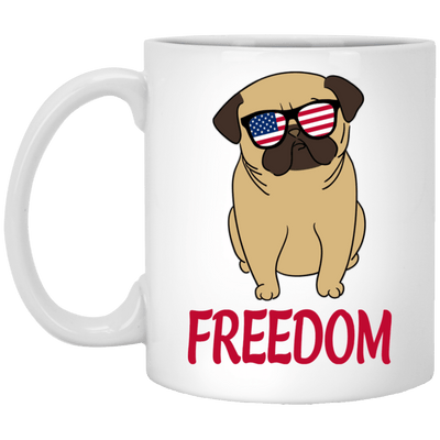 BigProStore Pug Mug Freedom Puggy Independence 4th July Pug Gifts XP8434 11 oz. White Mug / White / One Size Coffee Mug