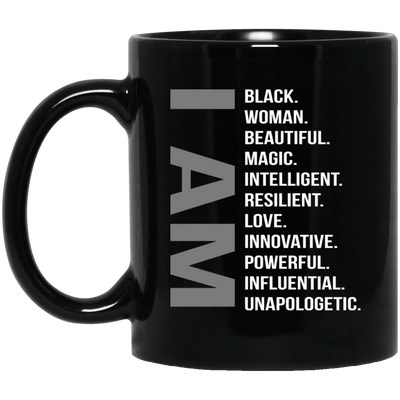 BigProStore I Am Black Woman Cup Beautiful Magic Melanin Poppin Afro Girl Rock Mug BM11OZ 11 oz. Black Mug / Black / One Size Coffee Mug