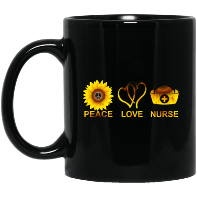 BigProStore Peace Love Nurse Mug Cool Gifts For Nurses Nursing Students BM11OZ 11 oz. Black Mug / Black / One Size Coffee Mug