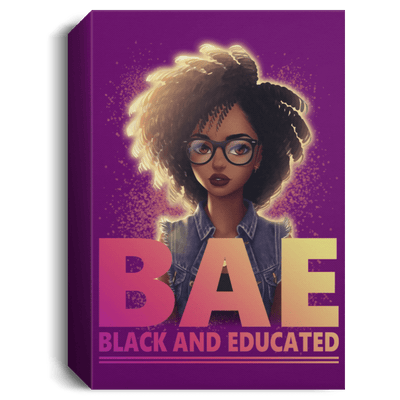BigProStore African American Canvas Art Beautiful BAE Black And Educated Girl Black History Canvas Art Living Room Decor CANPO15 Deluxe Portrait Canvas 1.5in Frame / Purple / 8" x 12" Apparel
