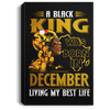 BigProStore African American Canvas Wall Pictures A Black King Was Born In December Canvas Black Art Living Room Decor CANPO75 Portrait Canvas .75in Frame / Black / 8" x 12" Apparel