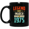 Legend Born March 1975 Coffee Mug 44th Birthday Gifts