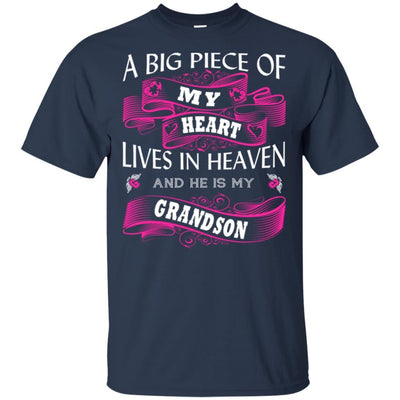 BigProStore A Big Piece Of My Heart Lives In Heaven Is My Angel Grandson T-Shirt G200 Gildan Ultra Cotton T-Shirt / Navy / S T-shirt
