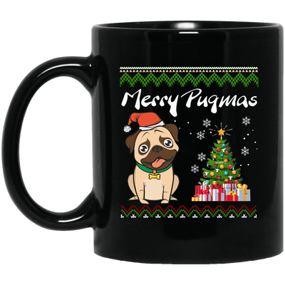BigProStore Merry Pugmas Mug Cool Pug Gifts For Puggy Puppies Love BM11OZ 11 oz. Black Mug / Black / One Size Coffee Mug