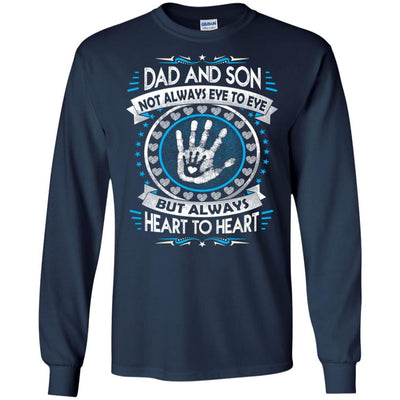 BigProStore Dad And Son Heart To Heart Forever T-Shirt Cool Father's Day Gift Idea G240 Gildan LS Ultra Cotton T-Shirt / Navy / S T-shirt