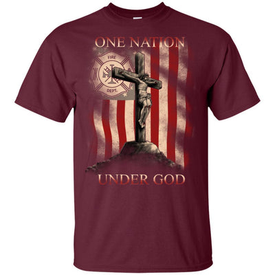 Firefighter T-Shirt One Nation Under God Christian Firemen Shirts